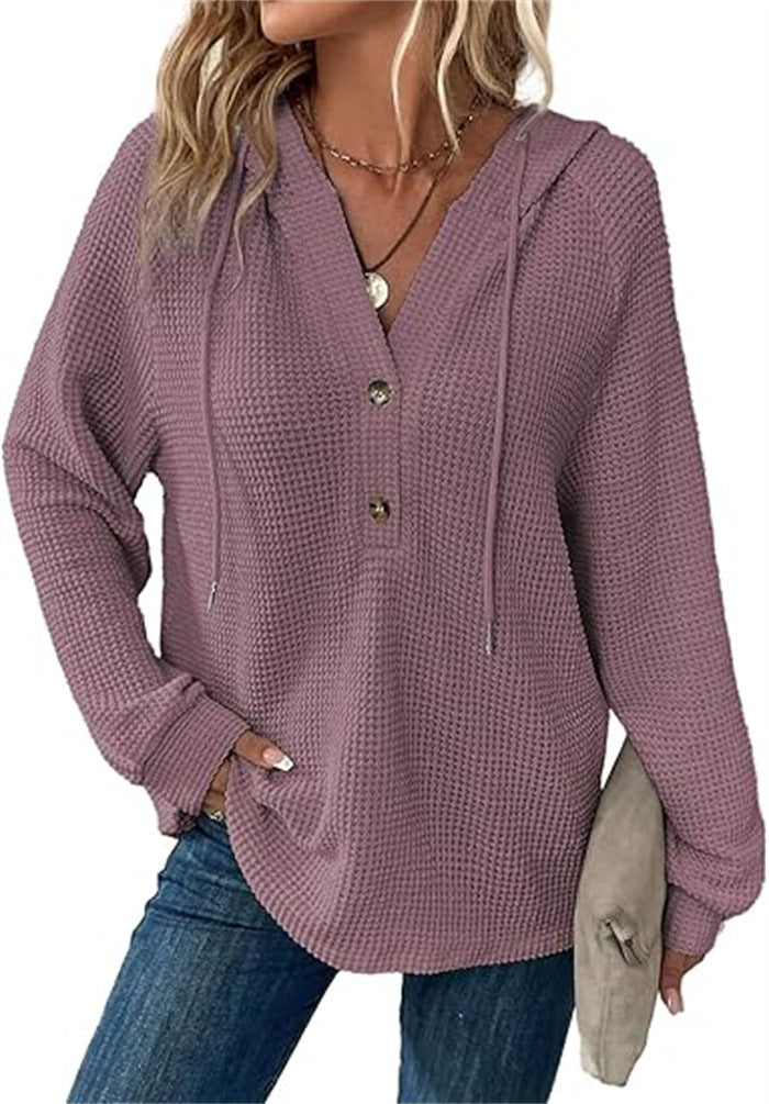 Ladies hooded sweatshirt in waffle texture Lune London