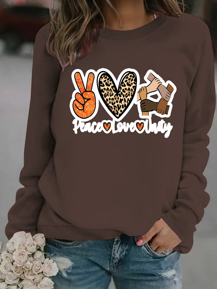 Sweatshirt pour femmes avec un design créatif Paix, Amour & Unité Chic & Stil
