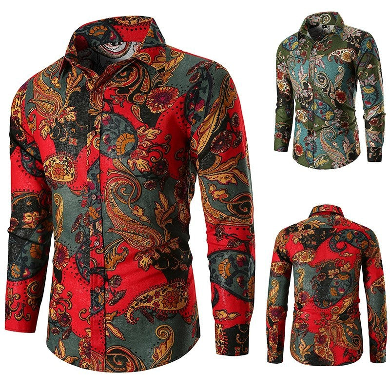 Men's Long Sleeve Shirt with Extravagant Paisley Pattern and Fine Cotton Quality Lune London