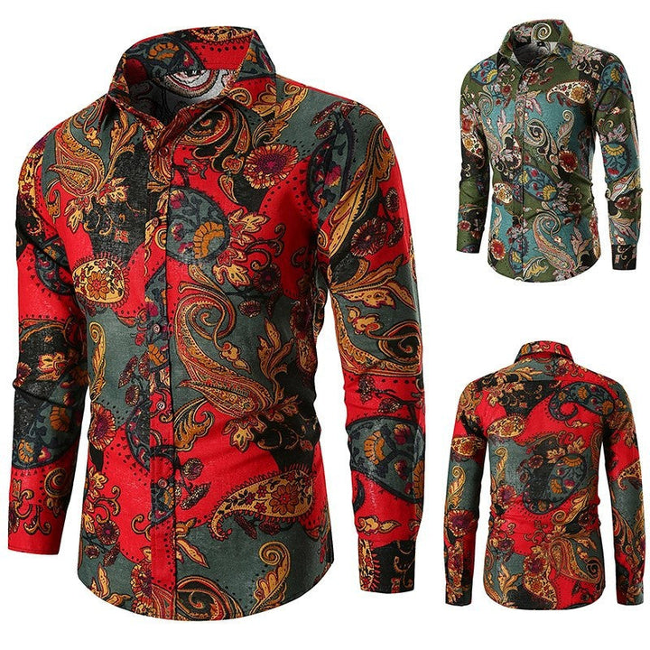 Men's Long Sleeve Shirt with Extravagant Paisley Pattern and Fine Cotton Quality Lune London
