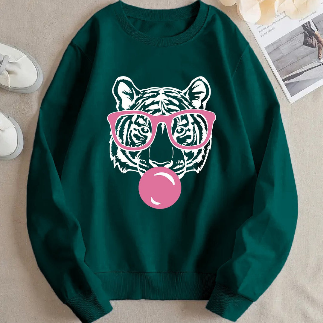 Sweat-shirt pour femmes avec design de tigre créatif et coupe décontractée Chic & Stil