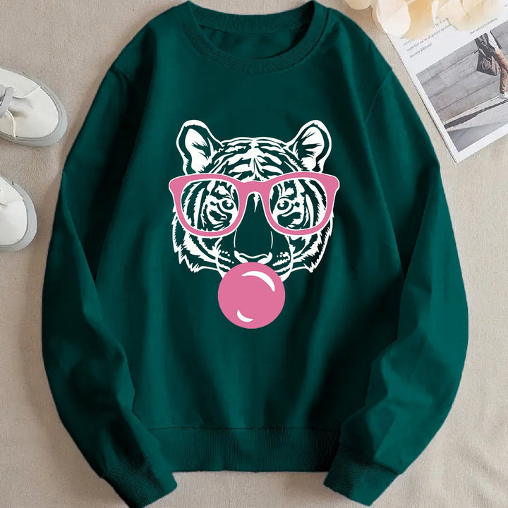 Sweat-shirt pour femmes avec design de tigre créatif et coupe décontractée Chic & Stil