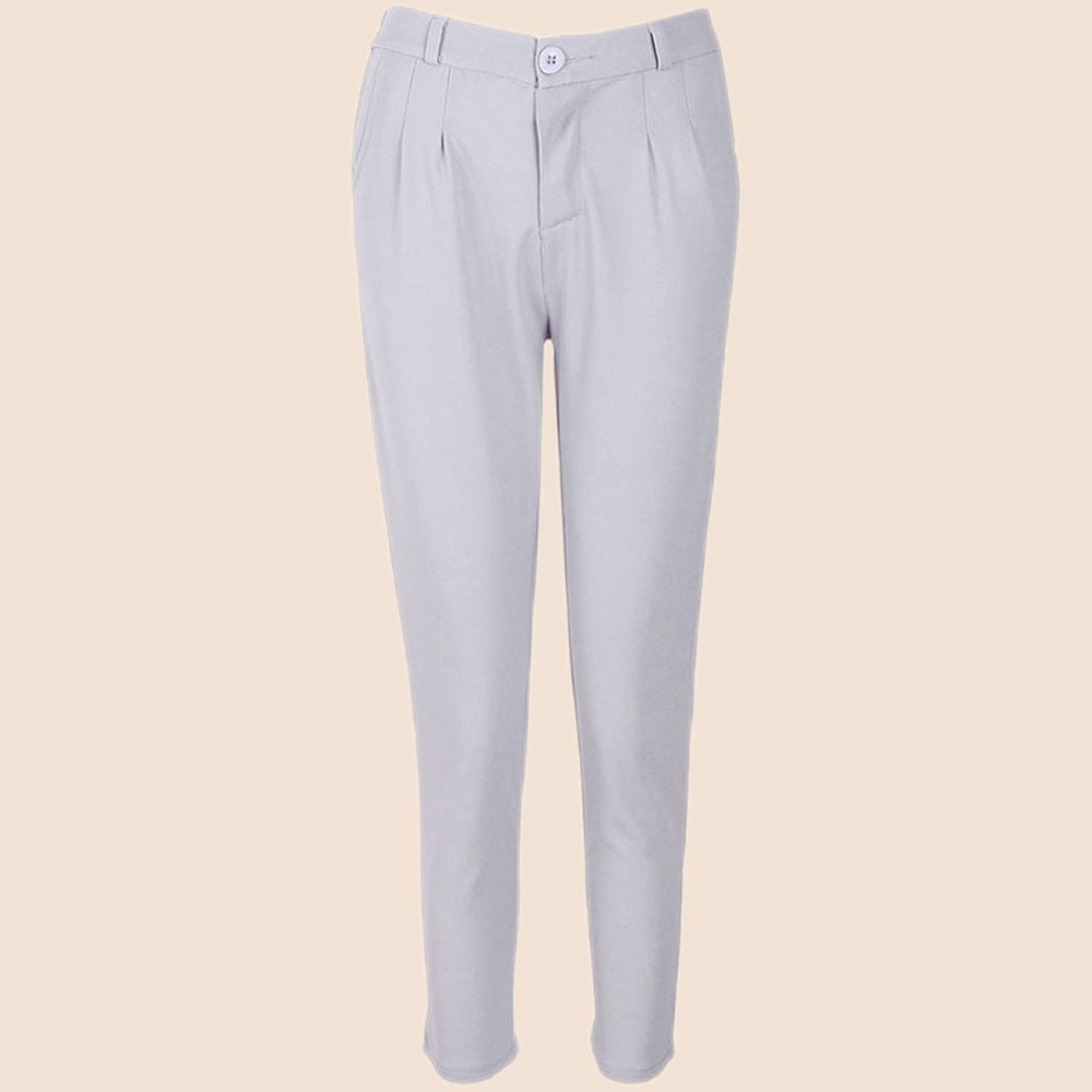 Women's Elegant Chino Pants with Pleats and High Pockets