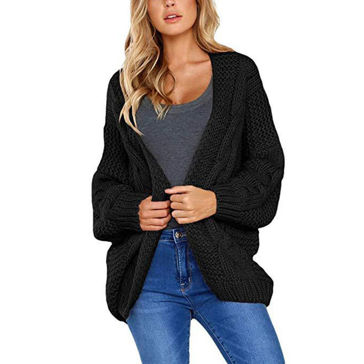 Ladies Chunky Knit Cardigan with relaxed silhouette and tied details Lune London