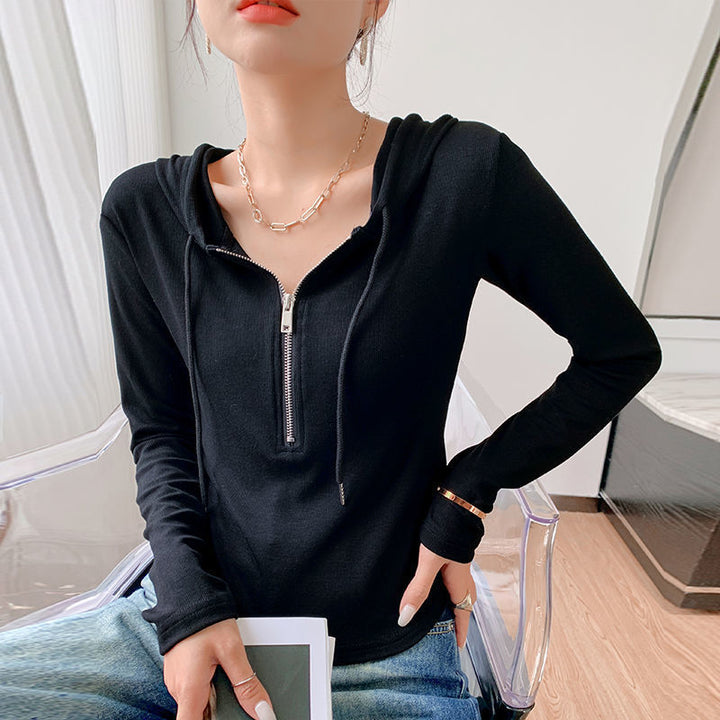 Women's casual hooded shirt with zipper Chic & Stil