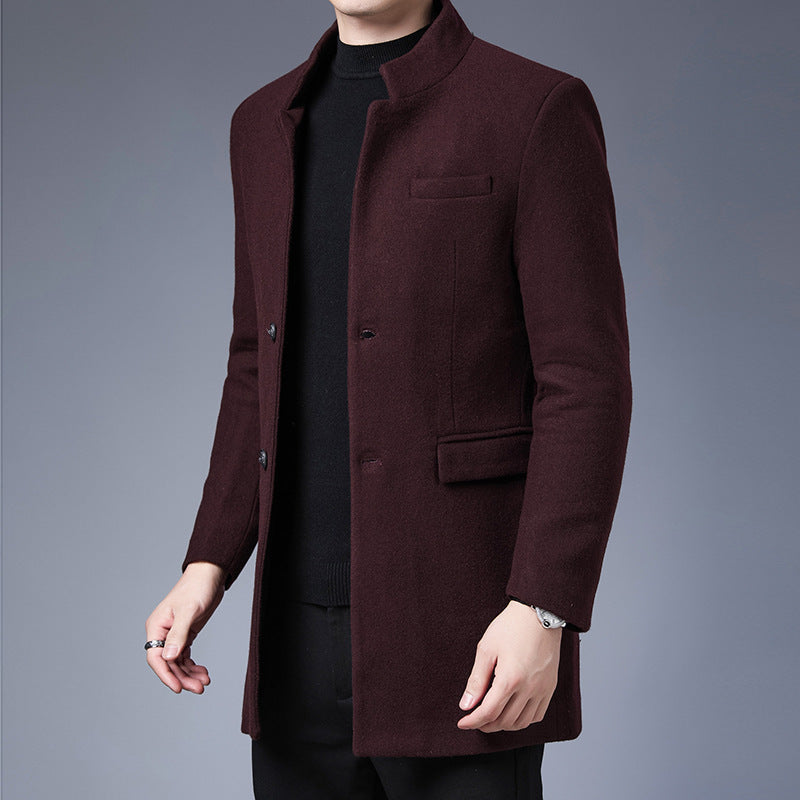 Modern wool coat for men with high collar Lune London