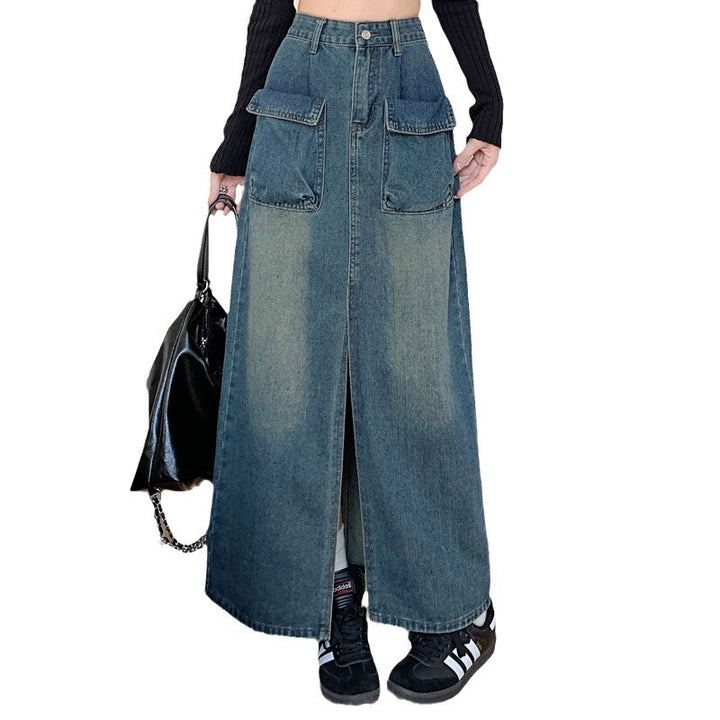 Jupe en denim longue pour femme avec poches généreuses Chic & Stil