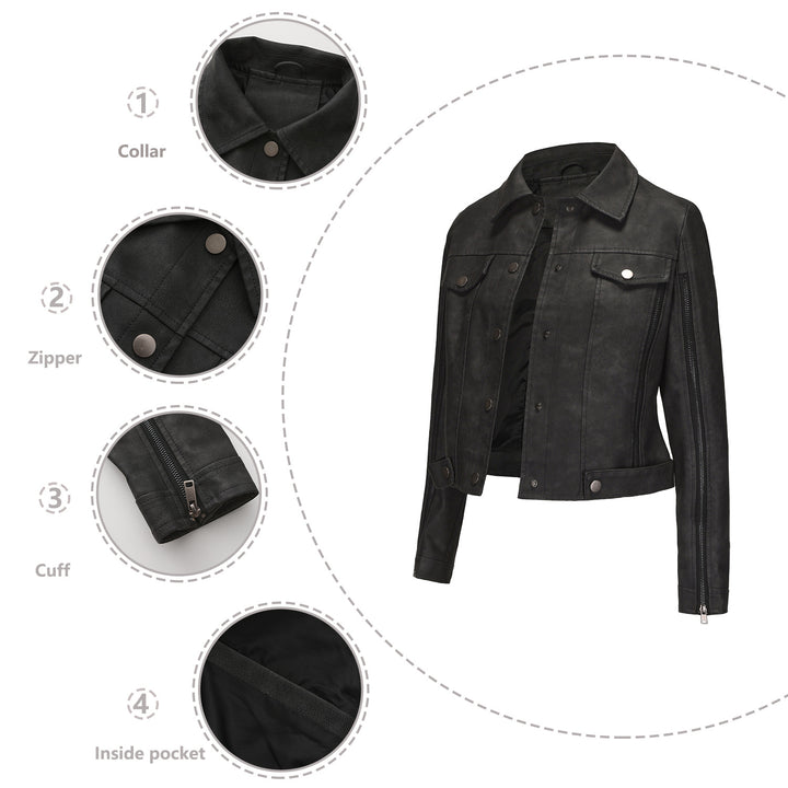 Trendy short jacket for women in faux leather with zip details Lune London
