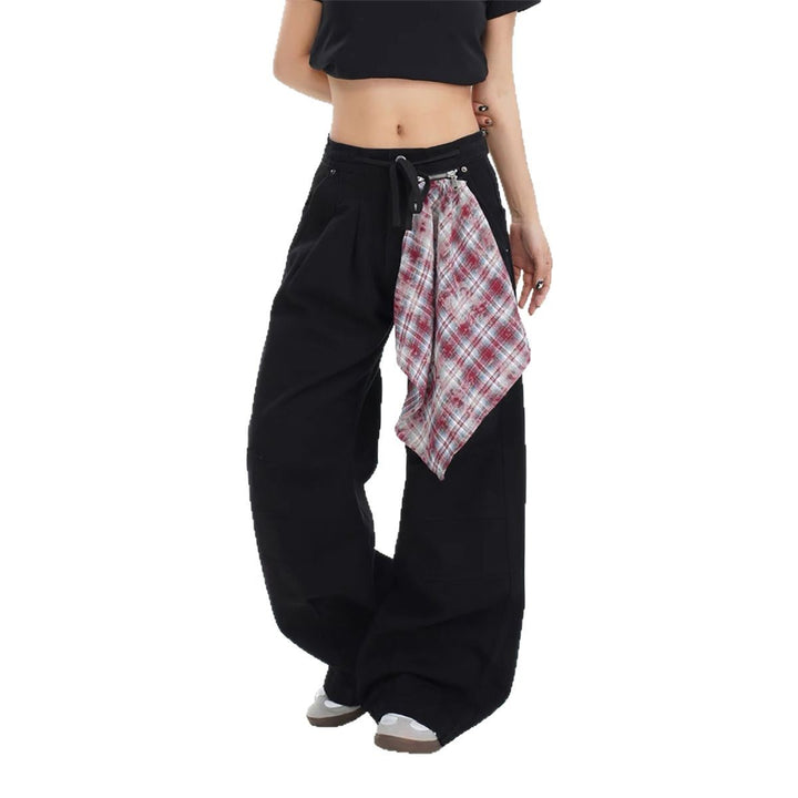 Baggy denim pants for women with practical fabric detail Lune London