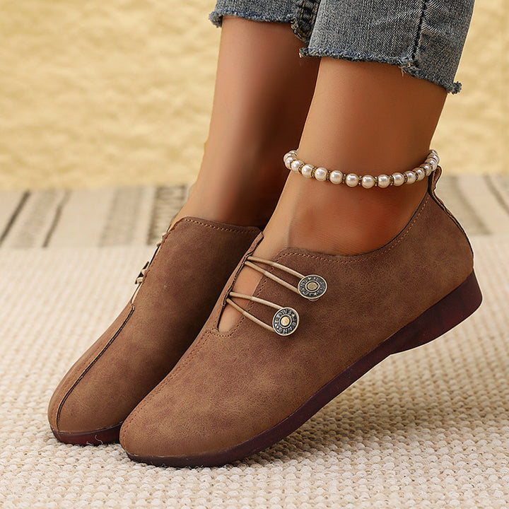 Laced slip-on suede shoes for women Lune London