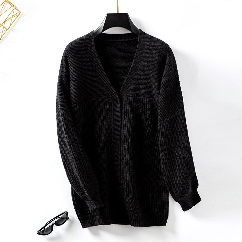 Casual cardigan for ladies with V-neck and textured pattern Lune London