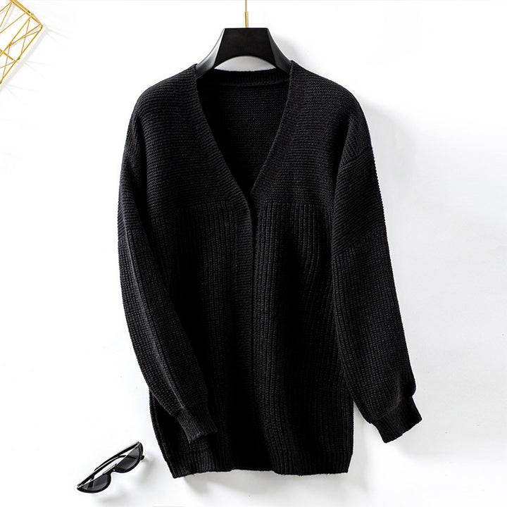 Casual cardigan for ladies with V-neck and textured pattern Lune London