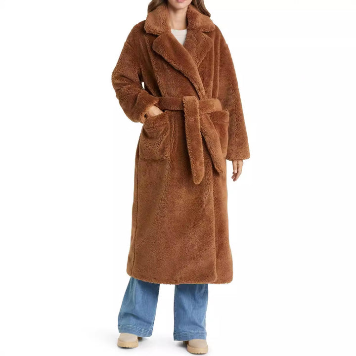 Ladies Long Cozy Robe with Belt and Pockets Lune London