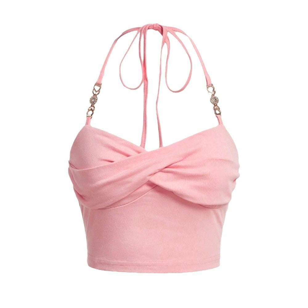 Cute court top for women with a fun knot and decorative strap embellishments Chic & Stil