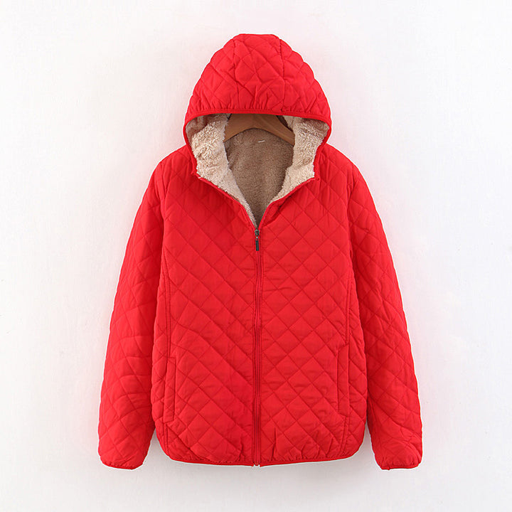 Ladies quilted winter coat with cozy lining and hood Lune London