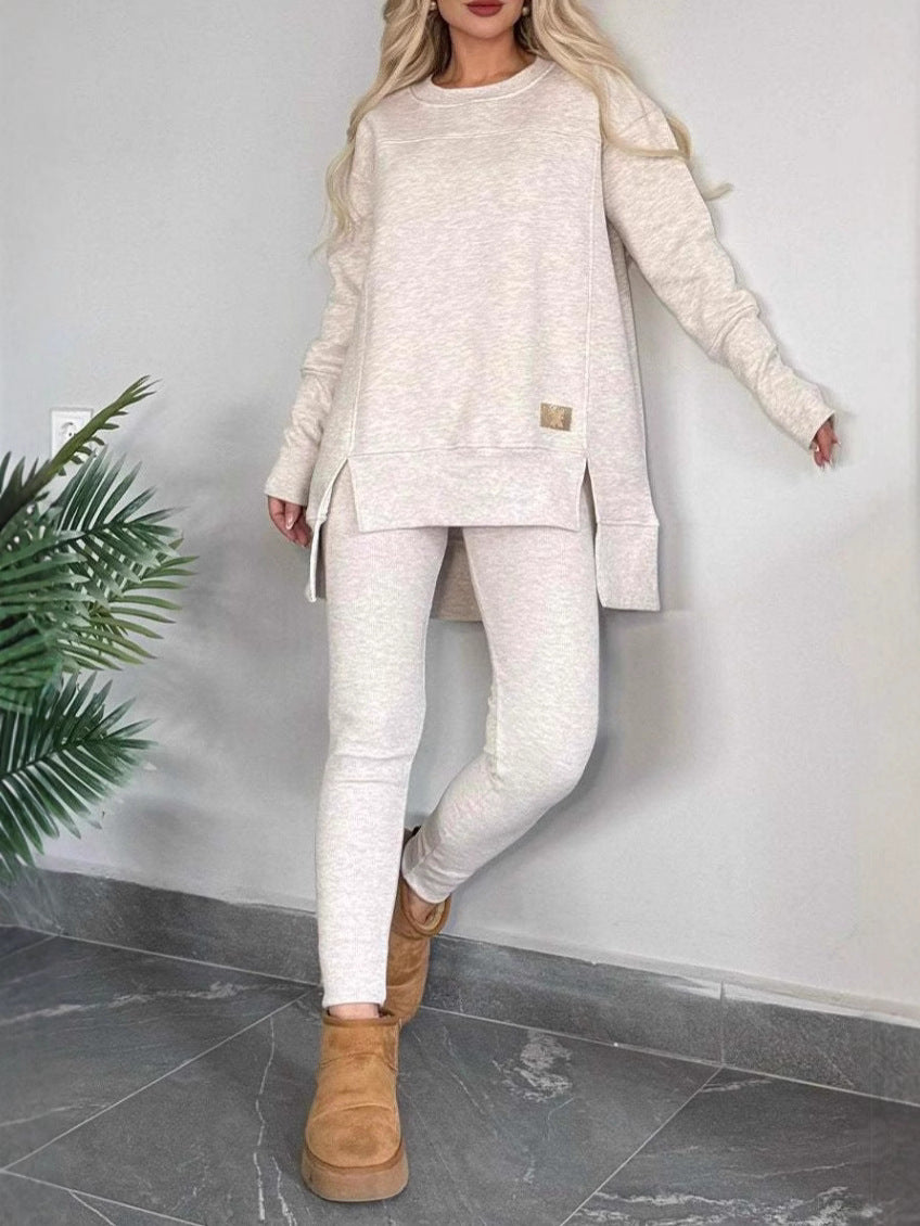 Ladies Casual Long Sleeve Asymmetrical Cut Sweatshirt with Practical Pockets Lune London