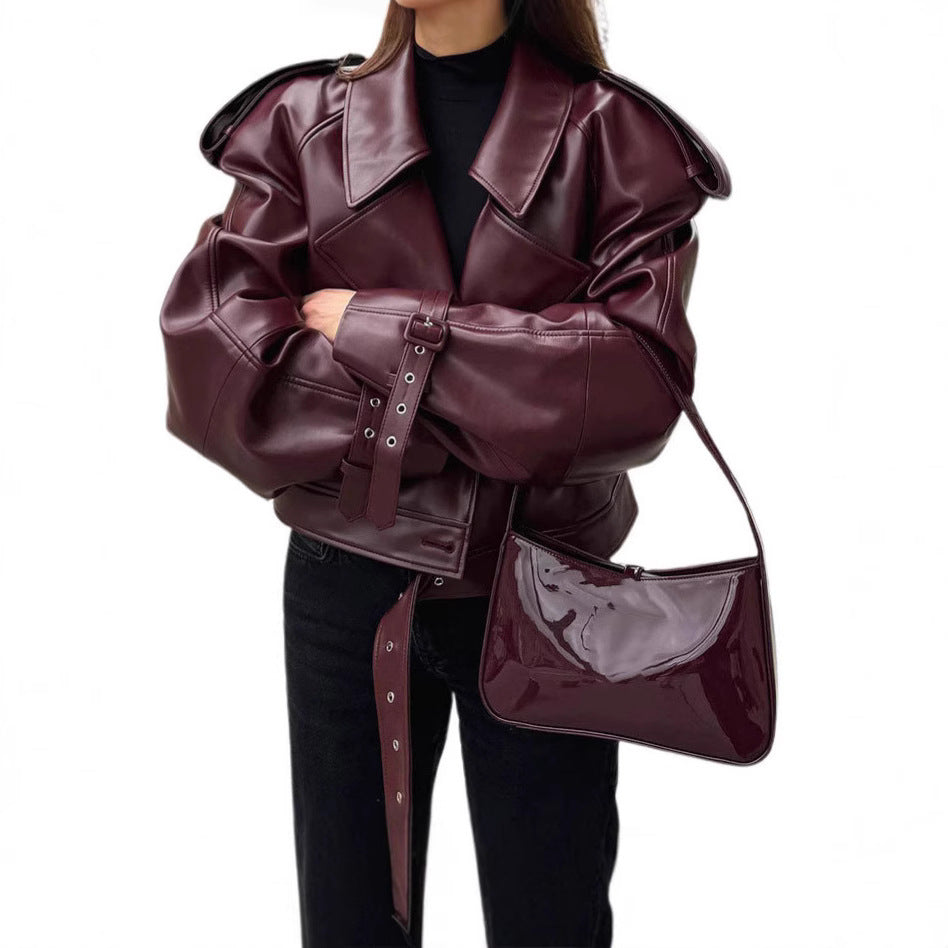 Oversized faux leather jacket for women with belts and new details Lune London