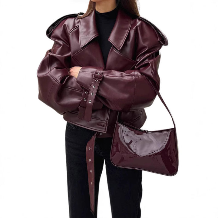 Oversized faux leather jacket for women with belts and new details Lune London