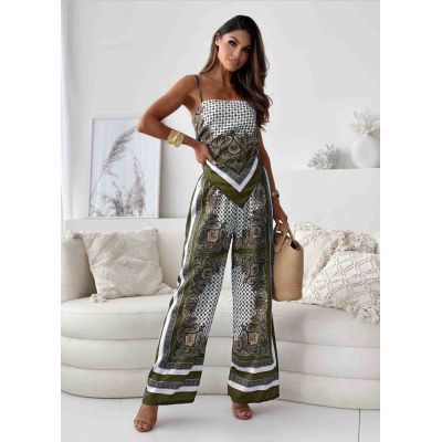 Ladies Elegant Wide Leg Printed Jumpsuit Lune London