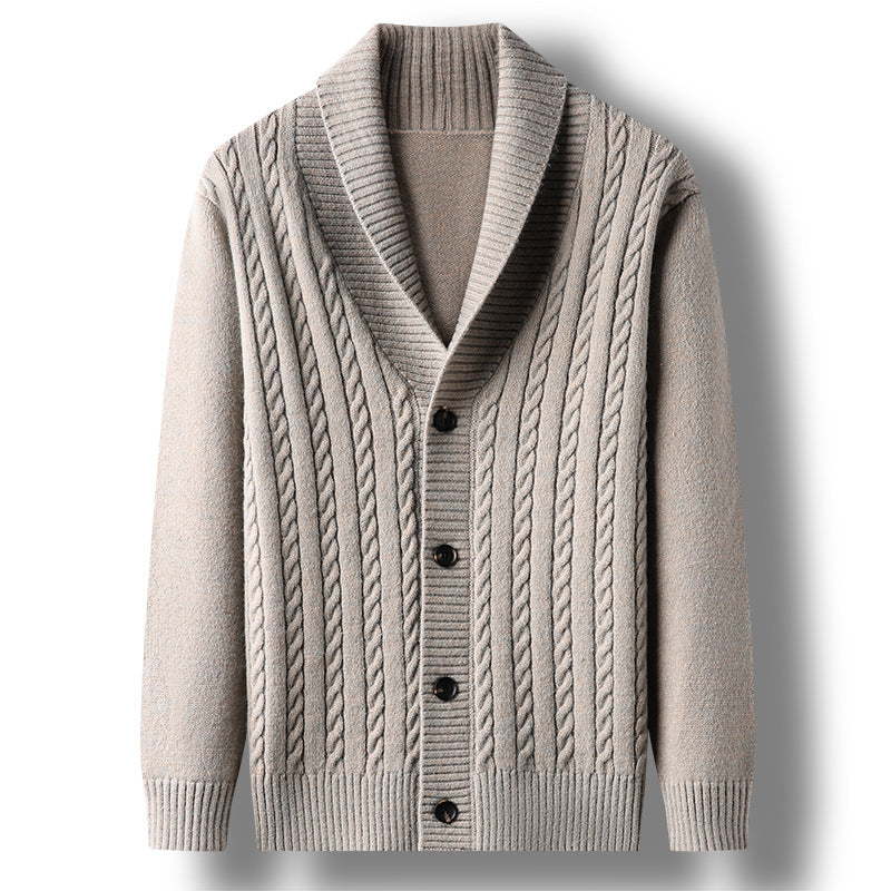 Men's knitted jacket with structured design and chic elegant collar