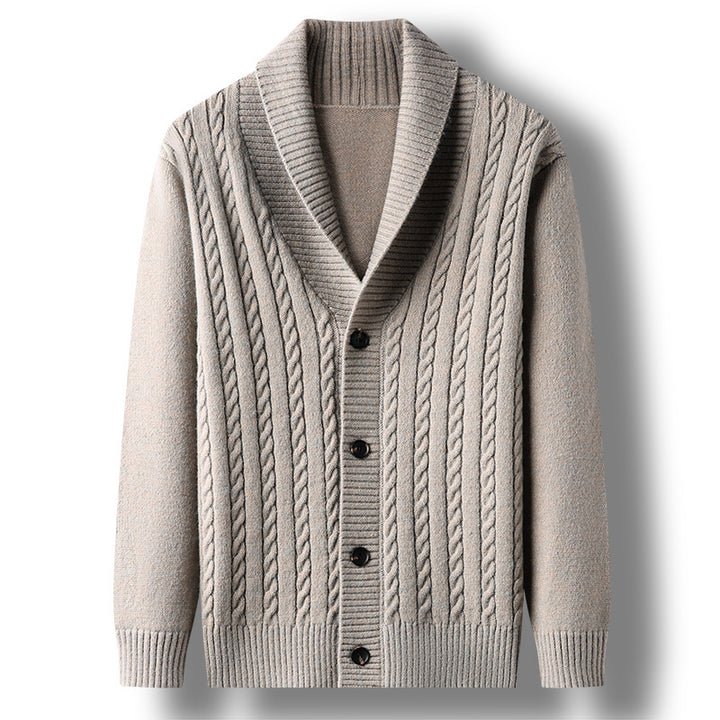 Men's knitted jacket with structured design and chic elegant collar