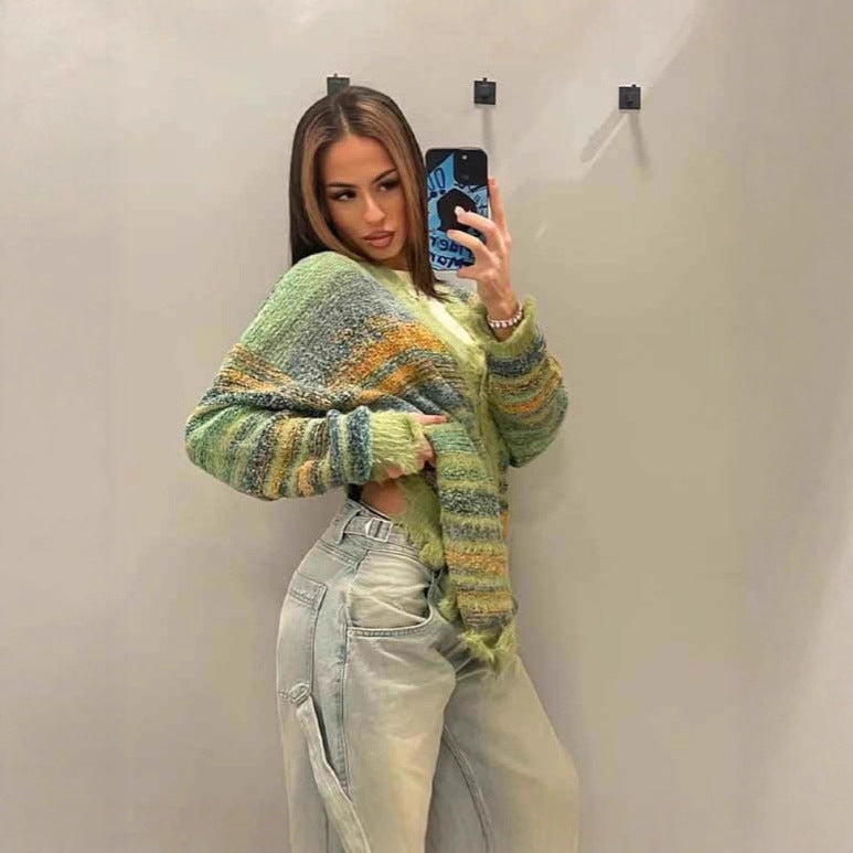 Women's knitted jacket with a colorful pattern and soft material Lune London