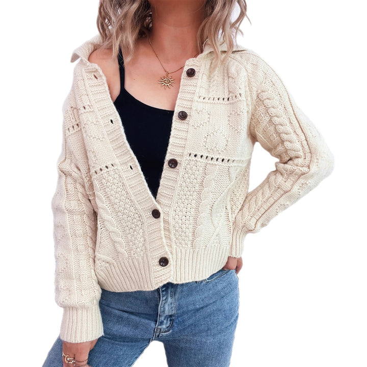 Veste en tricot pour femmes avec design en câble structuré et fermeture par boutons Chic & Stil