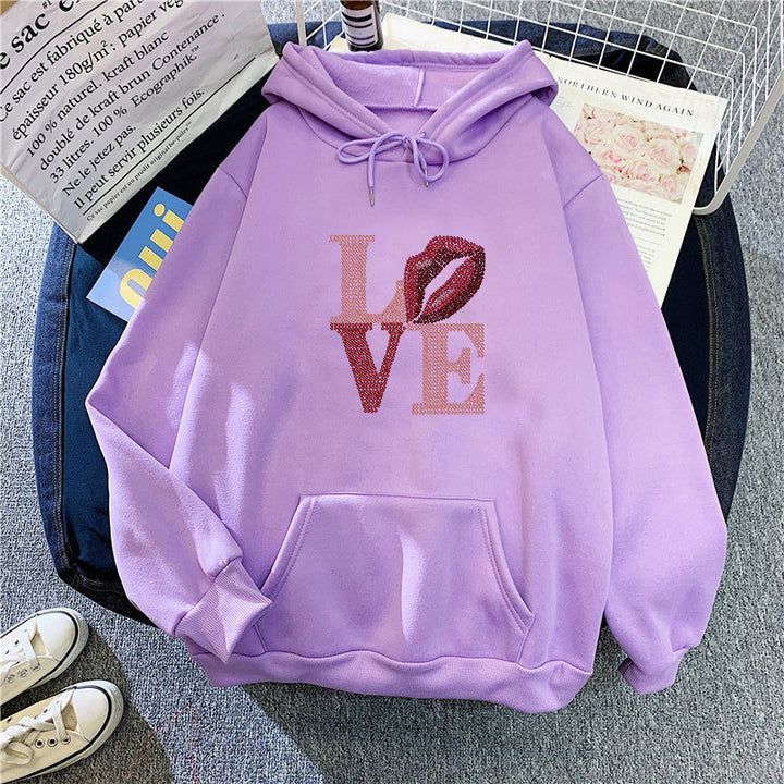 Women's hoodie with creative lip design Chic & Stil