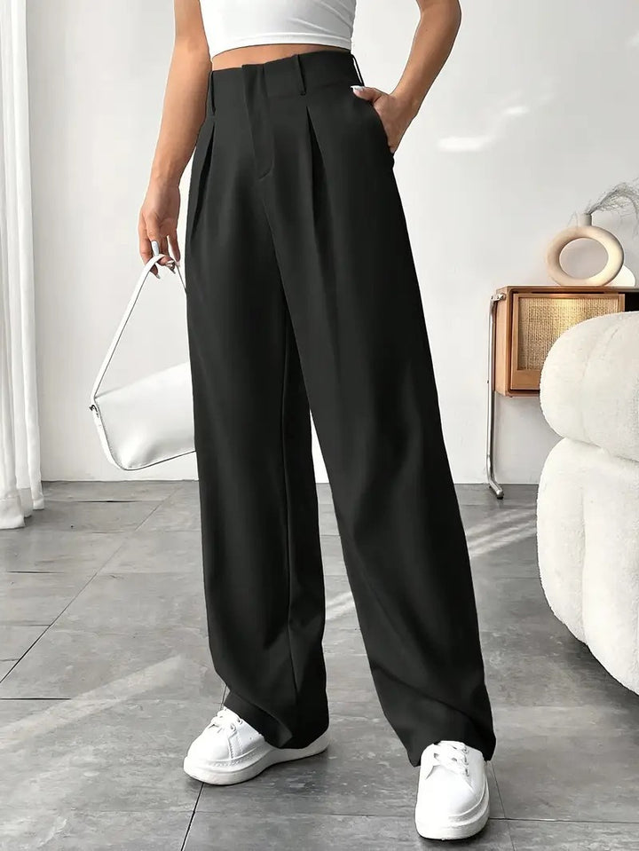 High-waisted wide trousers for women with pleats Lune London
