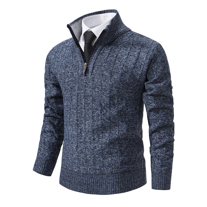 Men's elegant knitted sweater with half-zip Lune London