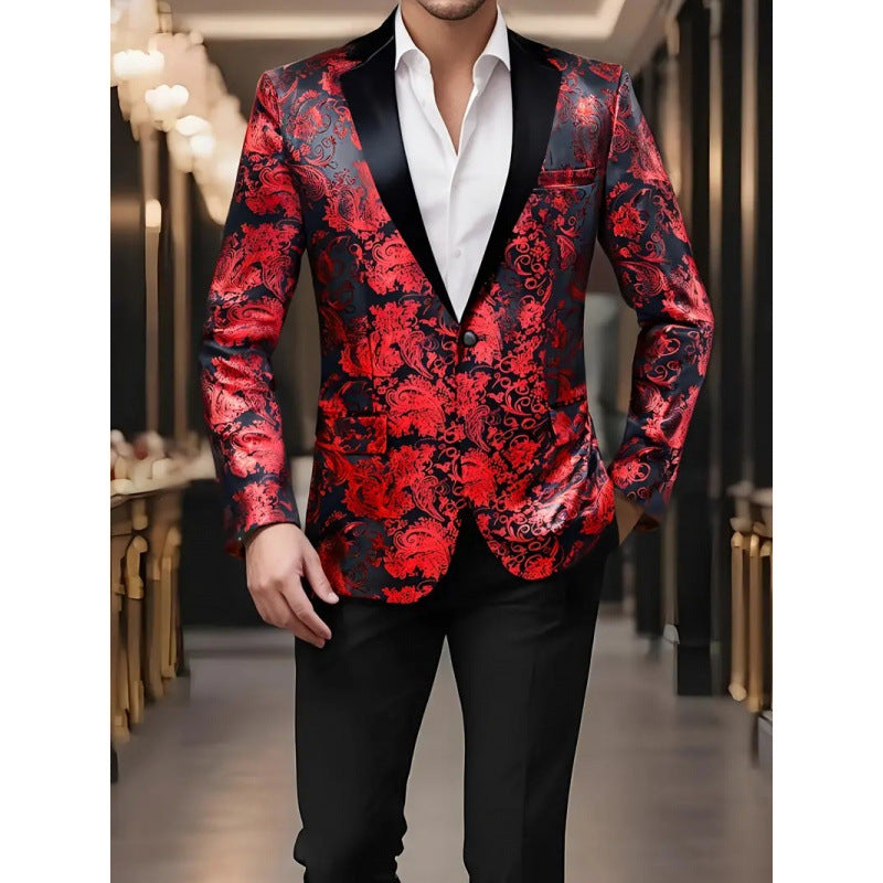 Veste de smoking élégante pour hommes avec un luxueux motif floral en jacquard Lune London