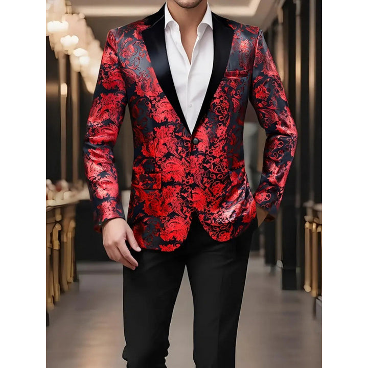 Veste de smoking élégante pour hommes avec un luxueux motif floral en jacquard Lune London