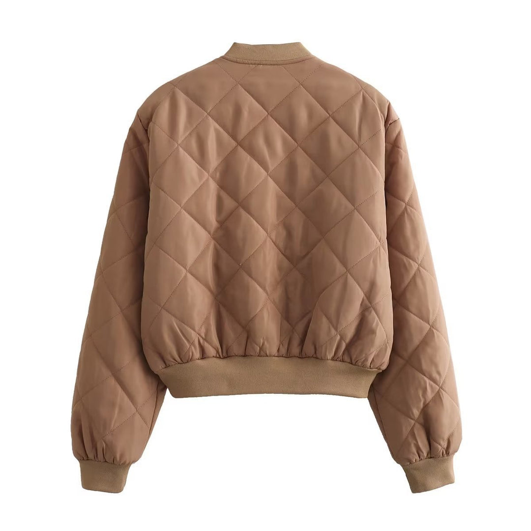 Quilted bomber jacket for women with practical pockets and elastic waist Lune London