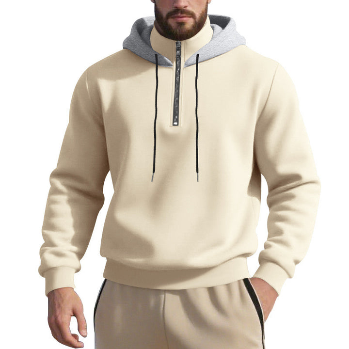 Sporty hoodie for men with half-zipper and breathable fabric Lune London