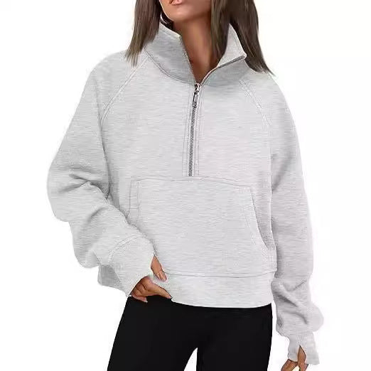Women's sweatshirt with high collar and half-zip Lune London