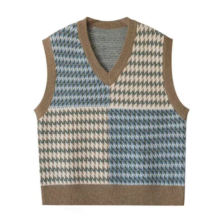 Ladies V-neck sweater with stylish color block design Lune London