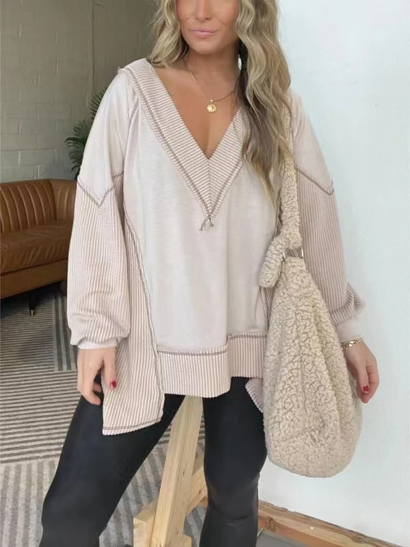Women Casual Pull with Three-Quarter Sleeves and V-Neck Lune London