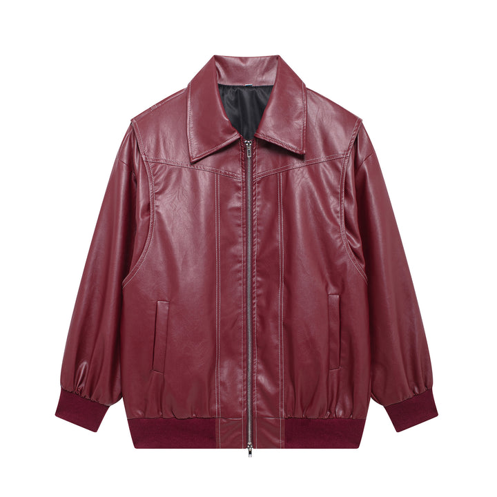 Faux leather jacket for women with elastic cuffs and a high collar Lune London
