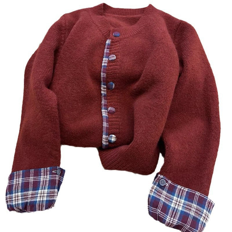 Cardigan femme avec motif à carreaux et détails de boutons élégants Chic & Stil