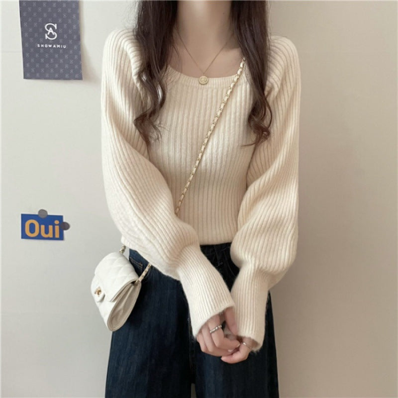Pull en tricot côtelé décontracté pour femmes avec des manches larges Chic & Stil