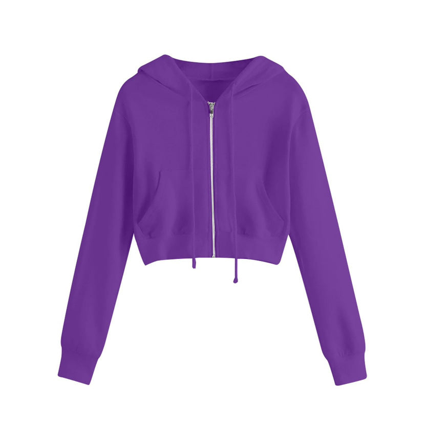Women's Short Zipper Hoodie with Kangaroo Pocket Chic & Stil