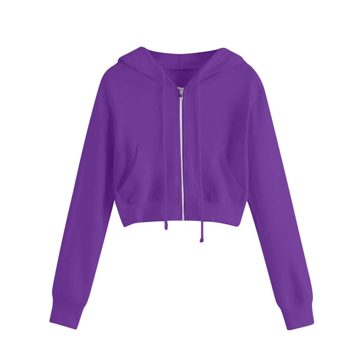 Women's cropped hoodie jacket with zipper and kangaroo pocket Chic & Stil