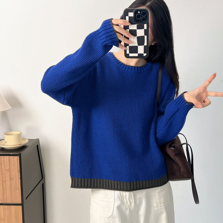 Pull en tricot tendance pour femmes avec col et détail de bouton Chic & Stil