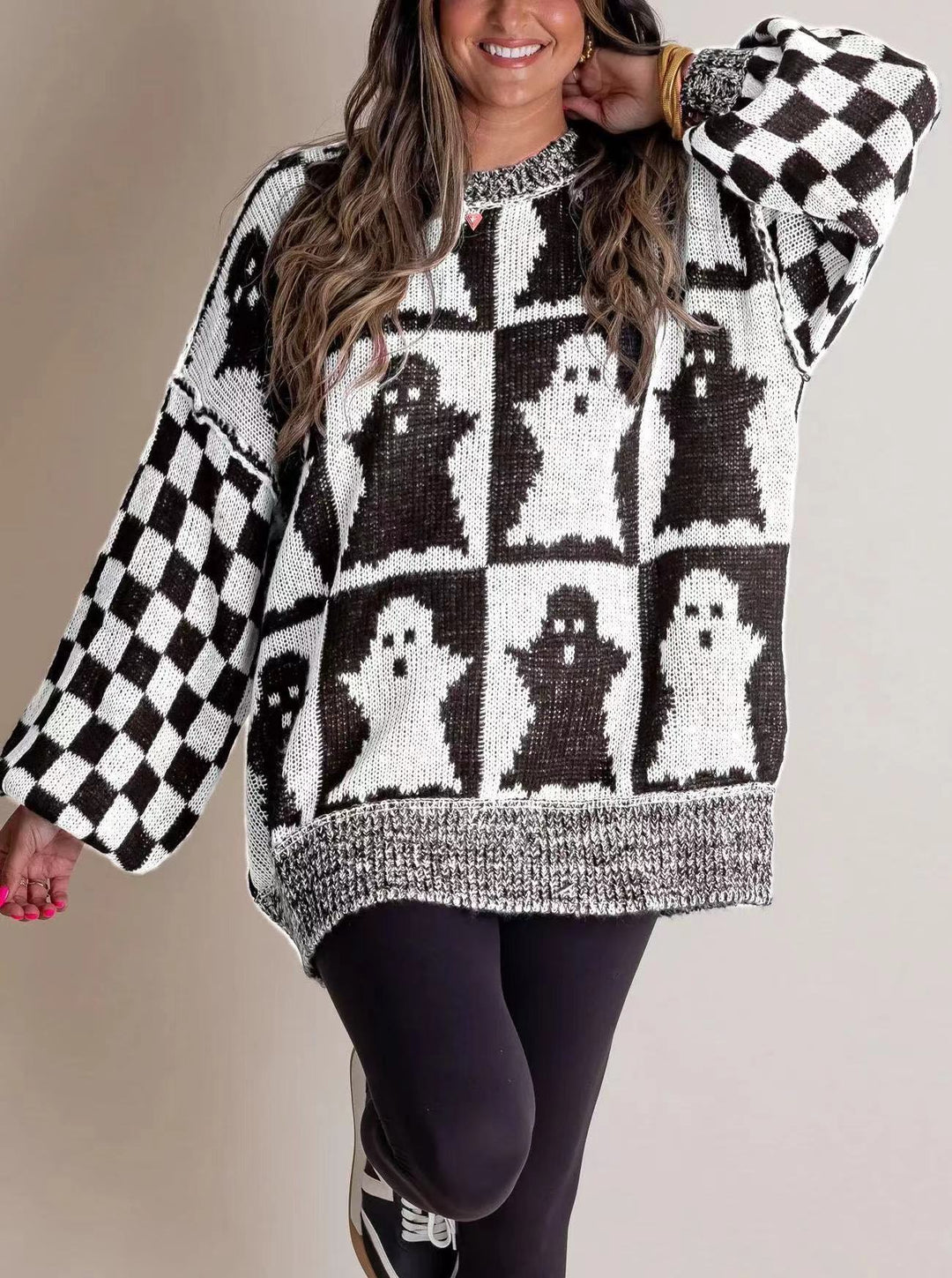 Ladies Large, comfortable knitted sweater with ghost design Lune London