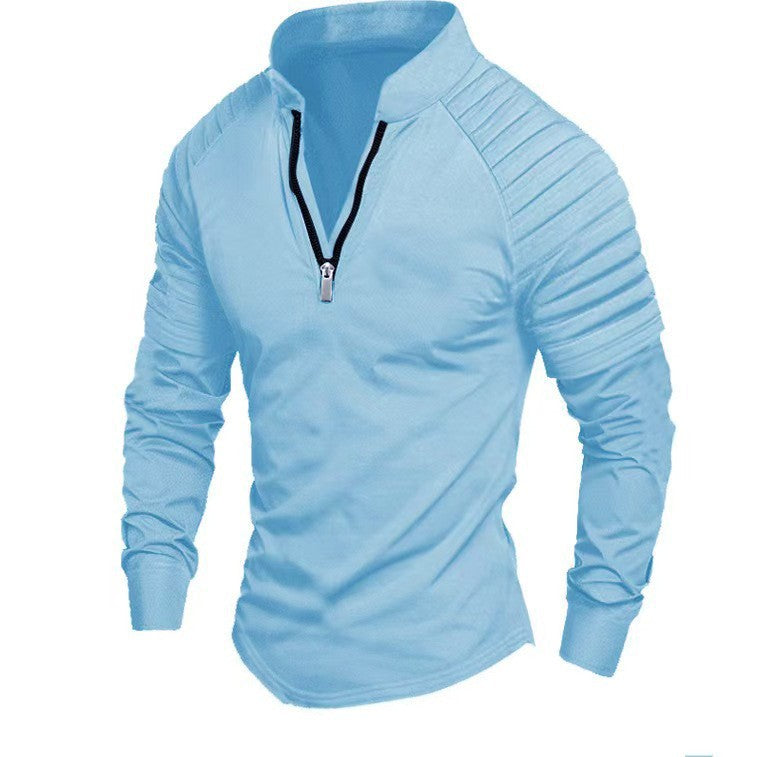 Men's long sleeve sports T-shirt with high collar and zipper Lune London