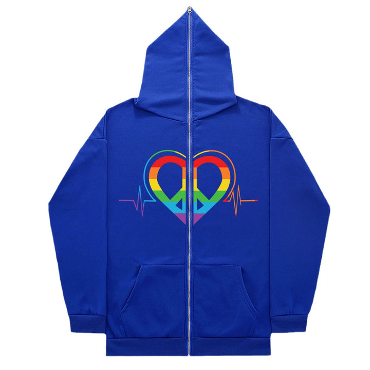 Ladies sporty hoodie with colorful heart pattern and practical pockets Lune London