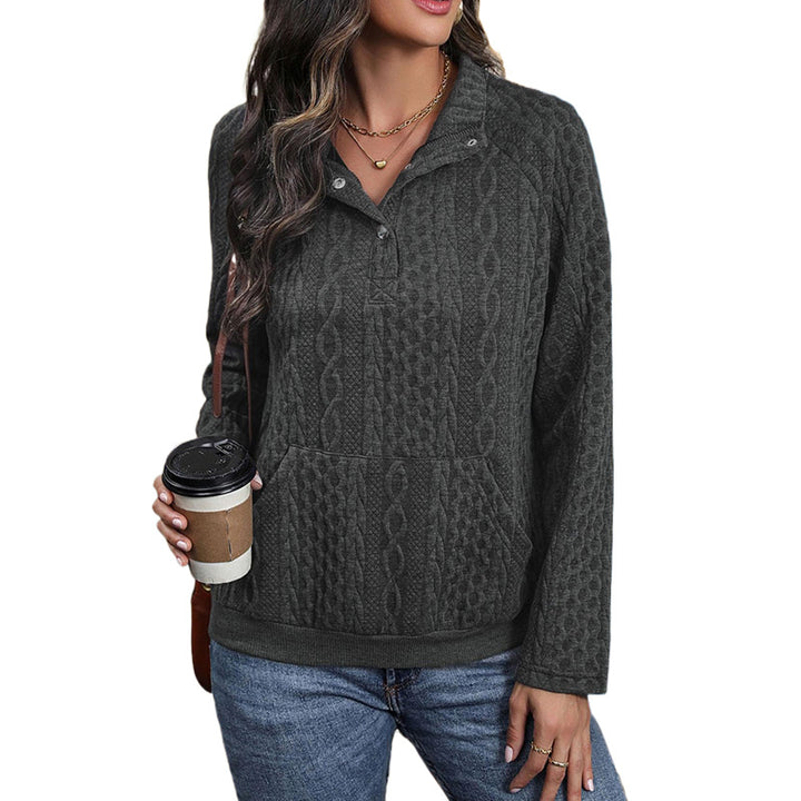 Casual women's sweater with button placket and practical pockets Lune London