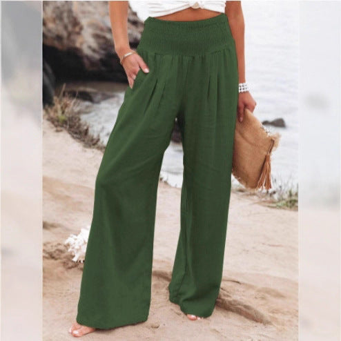 Pantalon Palazzo décontracté pour femmes avec taille élastique et poches latérales Chic & Stil
