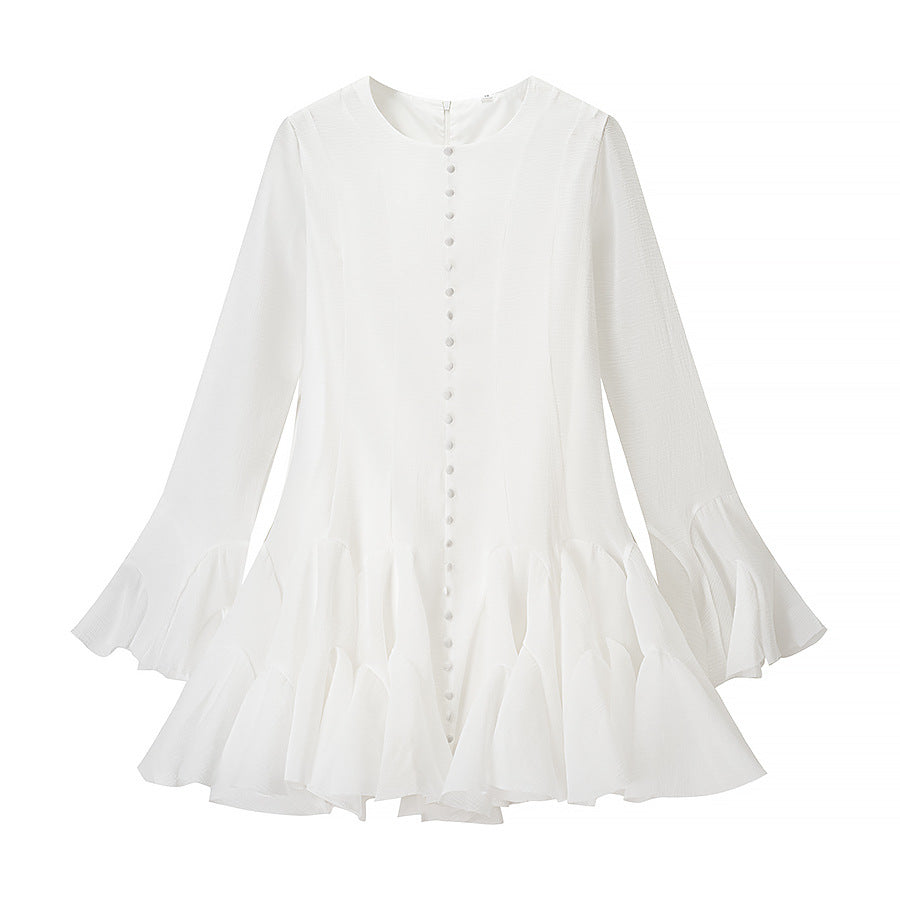 Fringe dress for women with flowing ruffle finish Lune London