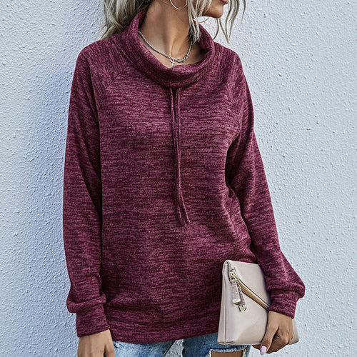 Pull femme décontracté avec col montant et poches pratiques Lune London